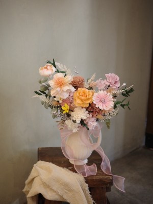 【遇見恆久】淡粉日和永生花捧花 新娘捧花