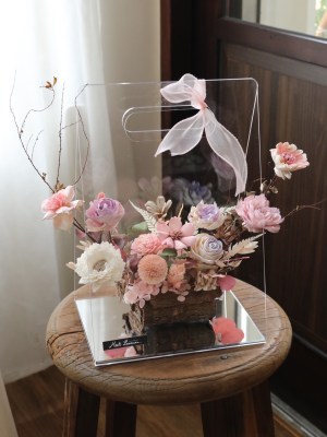 【遇見恆久】高級感透明壓克力手提乾燥花盒 限門市自取