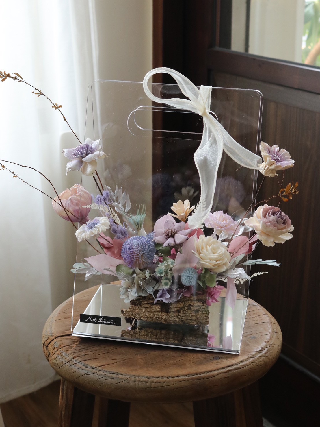 【遇見恆久】高級感透明壓克力手提乾燥花盒 限門市自取:圖片 4