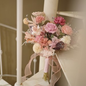 【遇見恆久】戀粉詩篇永生玫瑰捧花 新娘捧花