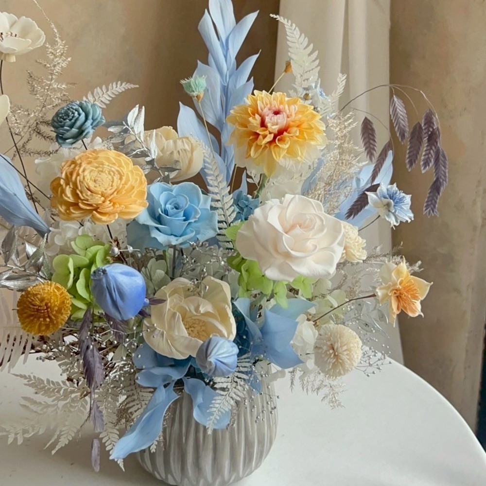 【遇見恆久】霧藍詩篇永生花盆栽 開幕盆栽:圖片 3