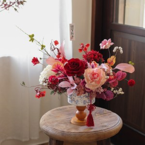 【遇見恆久】松語迎春日本進口永生玫瑰 青花瓷新年盆栽