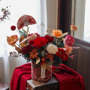 【遇見恆久】朝光盈喜日本進口永生花盆栽 新年盆栽